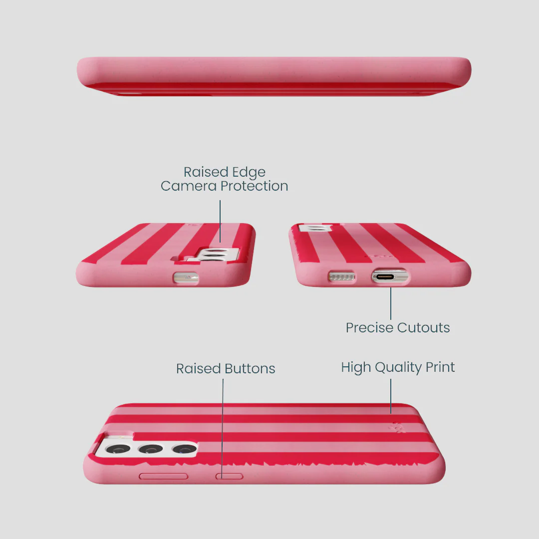 Bubblegum Pink Big Pink Stripes Samsung Galaxy S21 Case - Image 3