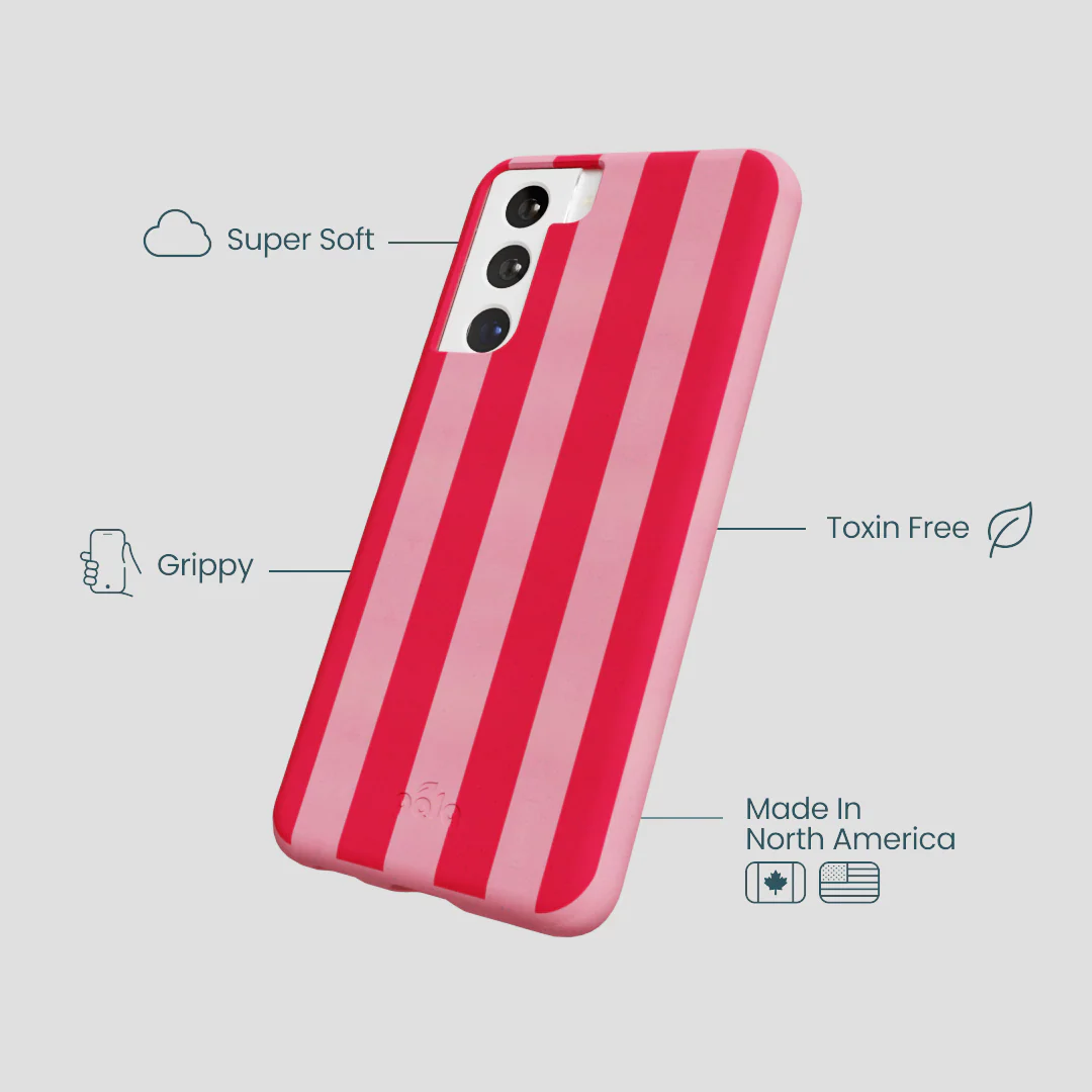 Bubblegum Pink Big Pink Stripes Samsung Galaxy S21 Case - Image 4