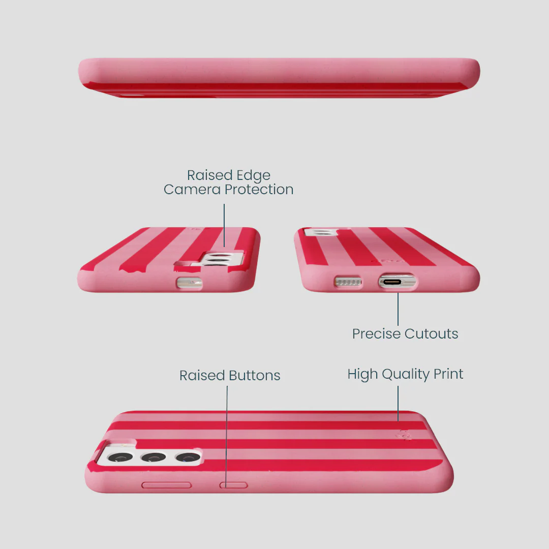 Bubblegum Pink Big Pink Stripes Samsung Galaxy S22 Case - Image 3