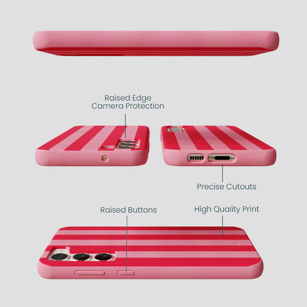 Bubblegum Pink Big Pink Stripes Samsung Galaxy S23+(Plus) Case - Image 3