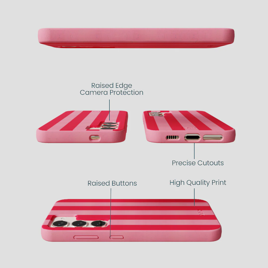 Bubblegum Pink Big Pink Stripes Samsung Galaxy S24 Case - Image 3