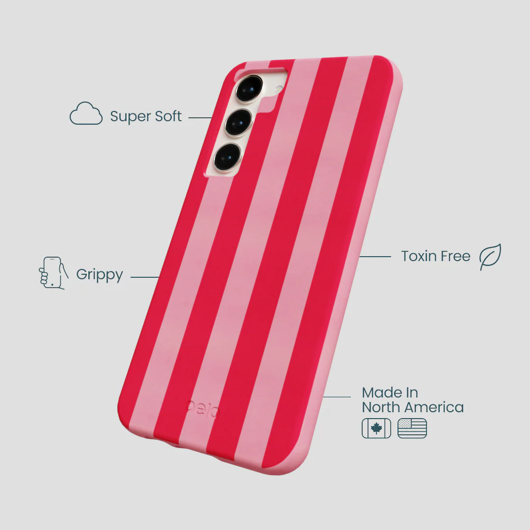 Bubblegum Pink Big Pink Stripes Samsung Galaxy S24+(Plus) Case - Image 4