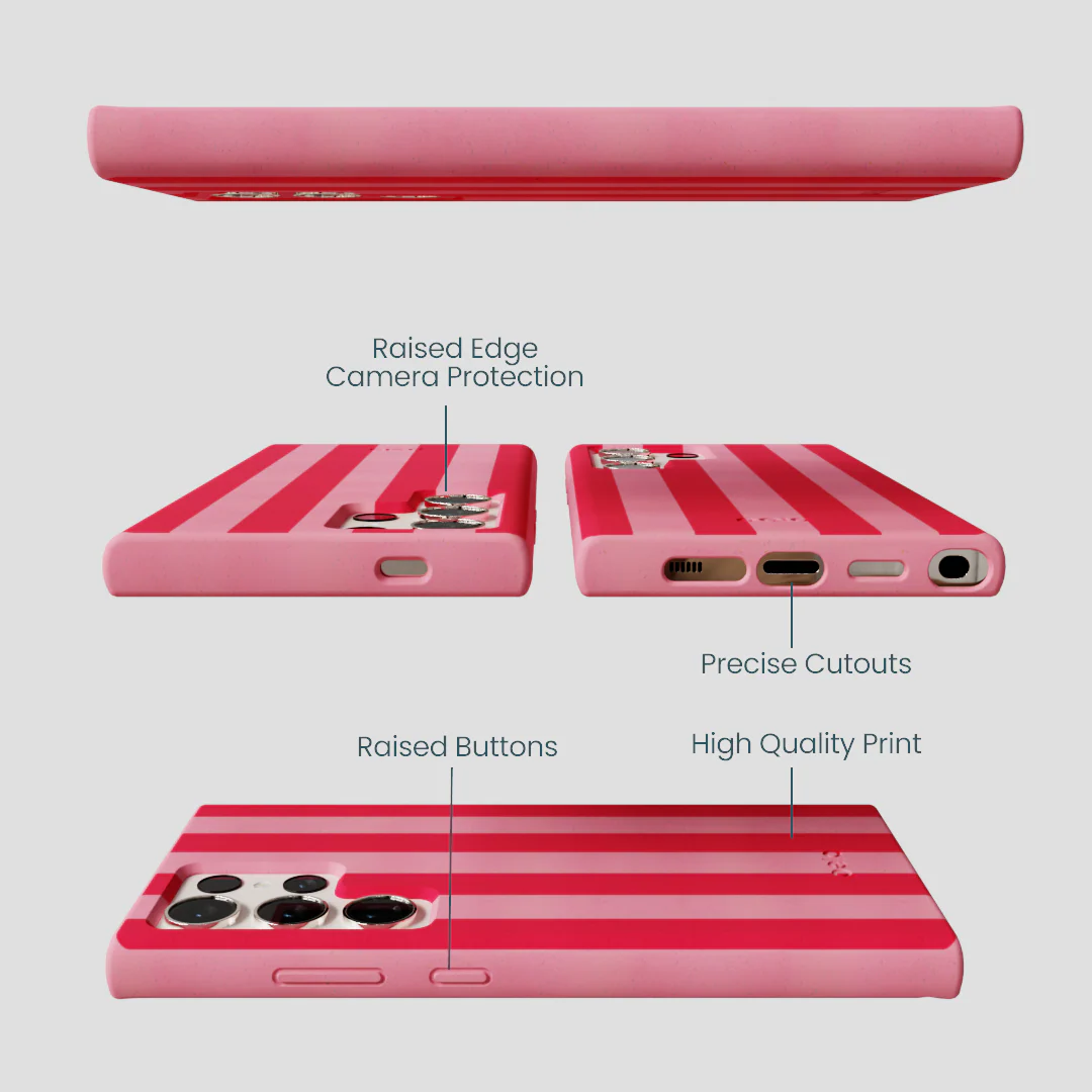 Bubblegum Pink Big Pink Stripes Samsung Galaxy S24 Ultra Case - Image 3