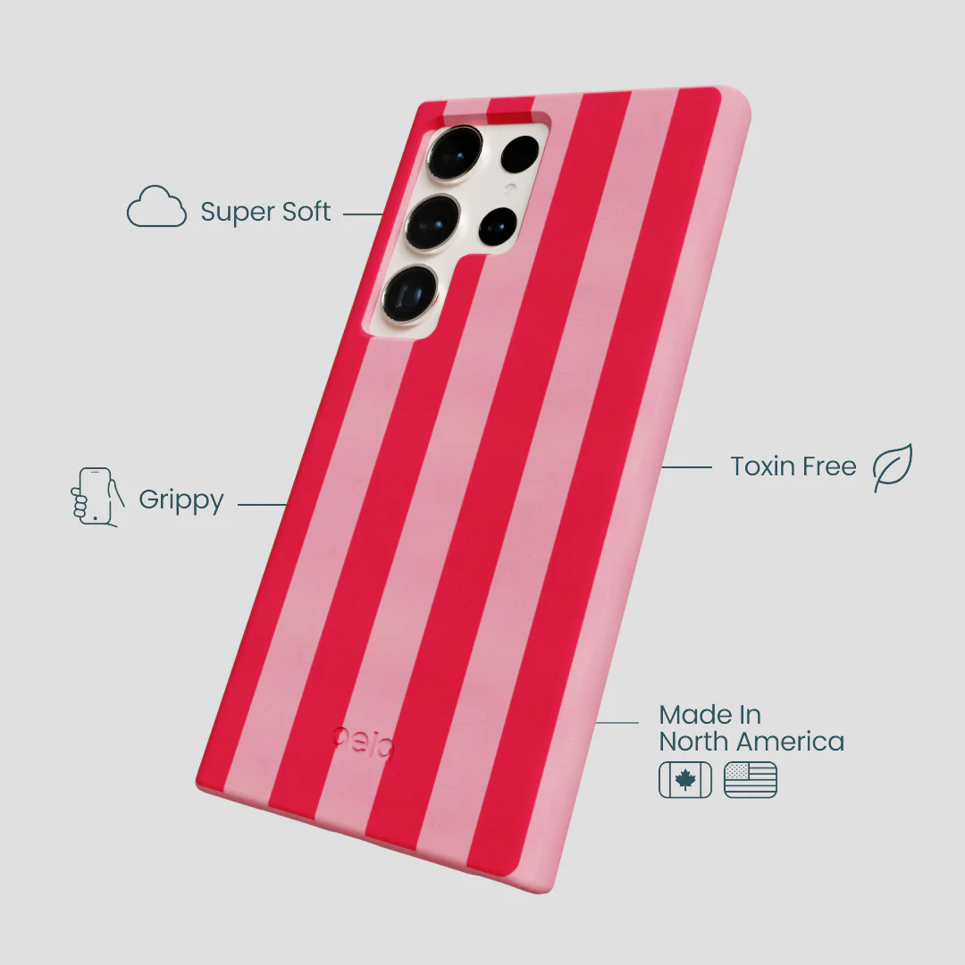 Bubblegum Pink Big Pink Stripes Samsung Galaxy S24 Ultra Case - Image 4