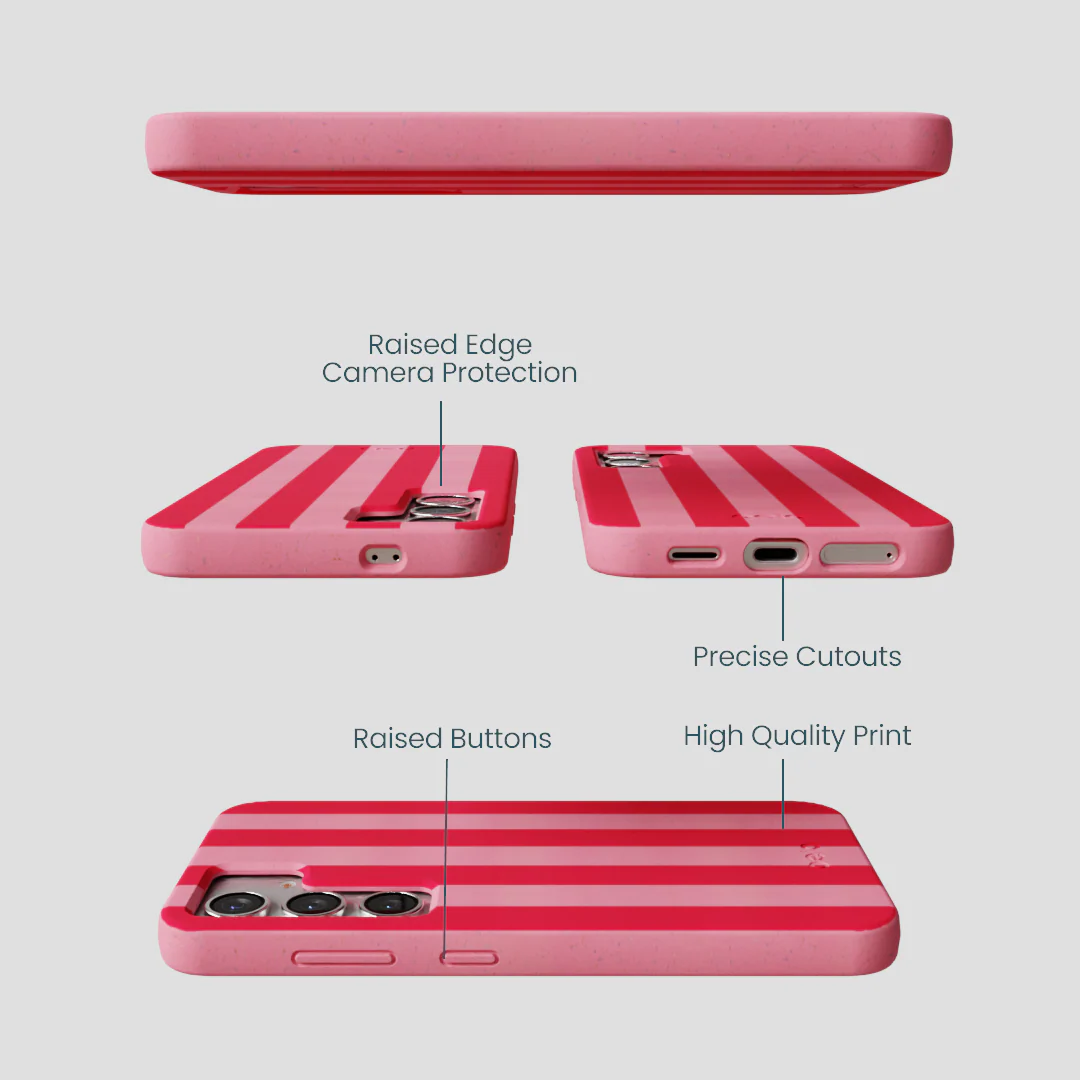 Bubblegum Pink Big Pink Stripes Samsung Galaxy S25 Case - Image 3