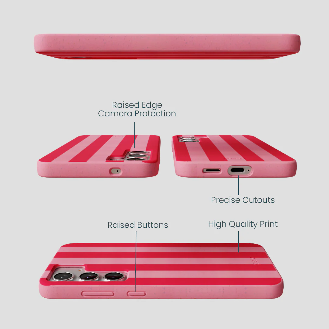 Bubblegum Pink Big Pink Stripes Samsung Galaxy S25+(Plus) Case - Image 3