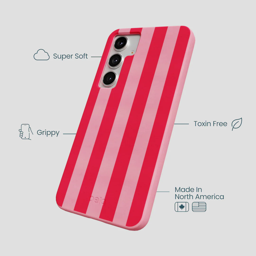 Bubblegum Pink Big Pink Stripes Samsung Galaxy S25+(Plus) Case - Image 4