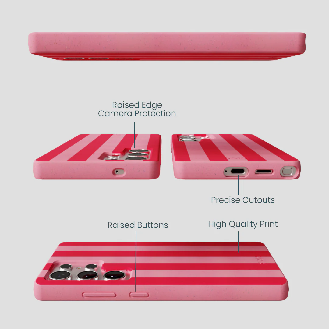 Bubblegum Pink Big Pink Stripes Samsung Galaxy S25 Ultra Case - Image 3