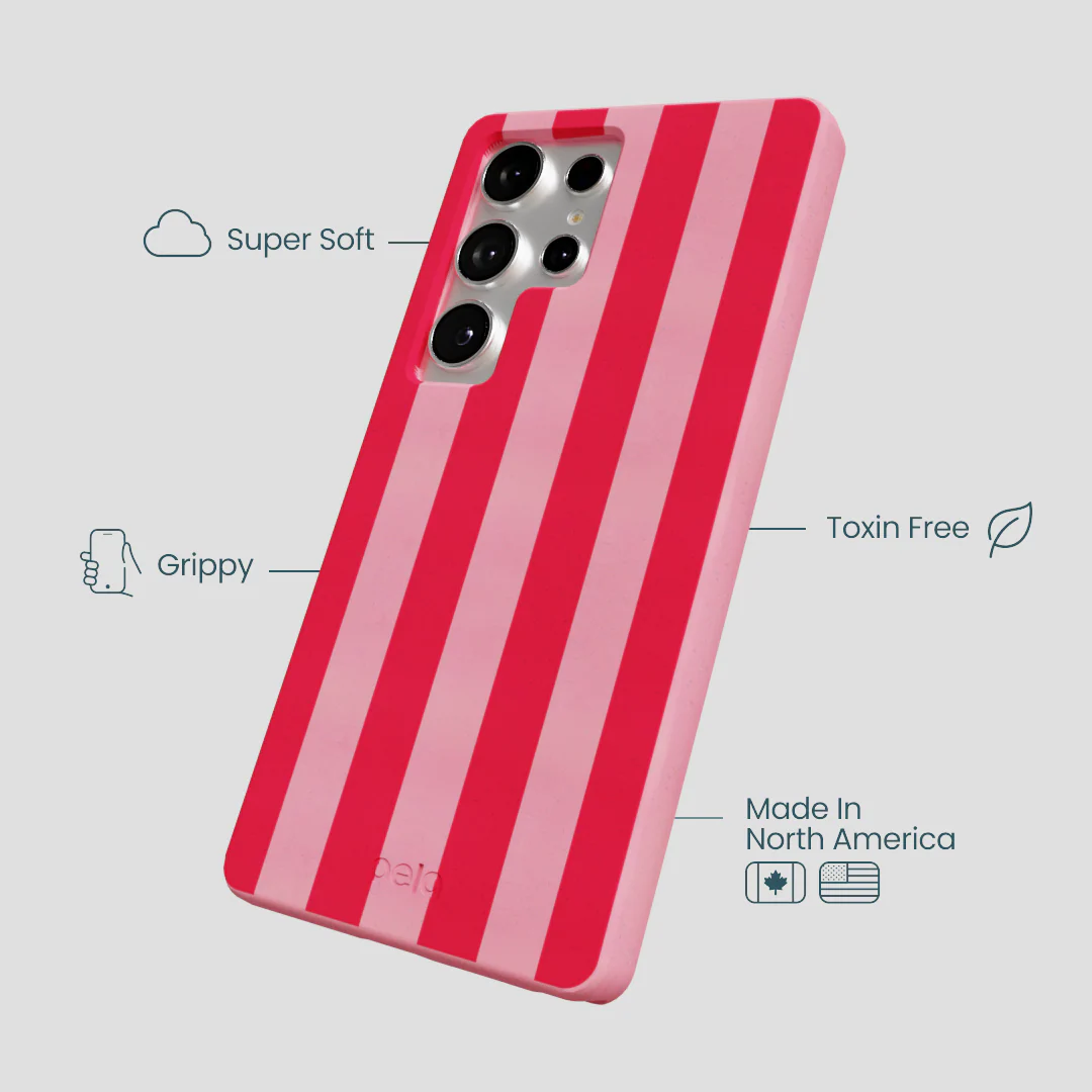 Bubblegum Pink Big Pink Stripes Samsung Galaxy S25 Ultra Case - Image 4