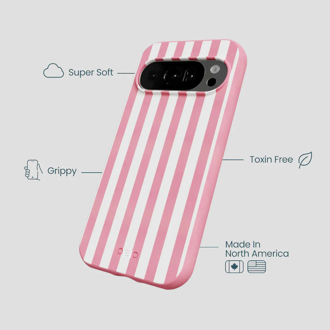 Bubblegum Pink Blush White Stripes Google Pixel 10/10 Pro Case - Image 4