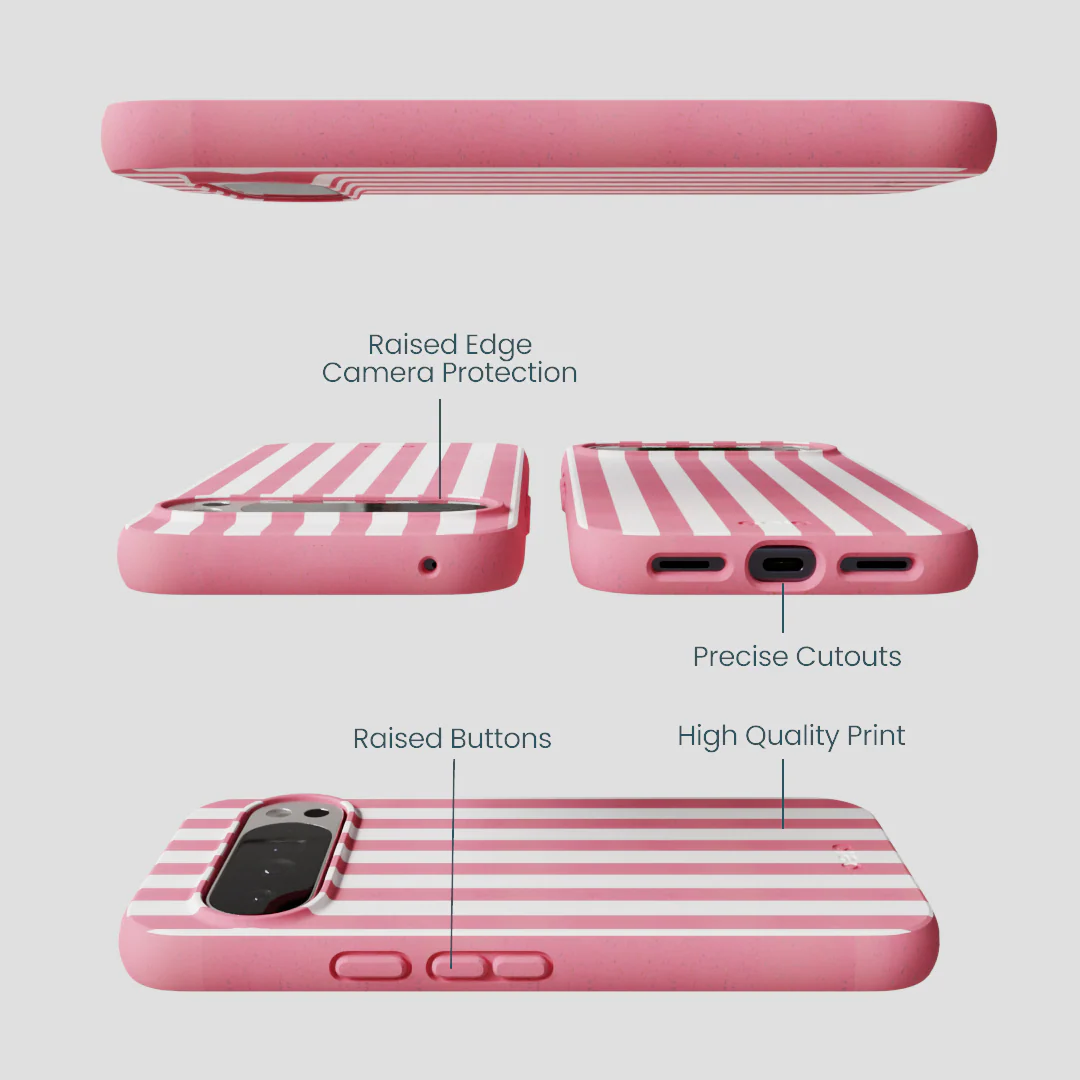 Bubblegum Pink Blush White Stripes Google Pixel 10 Pro XL Case - Image 3