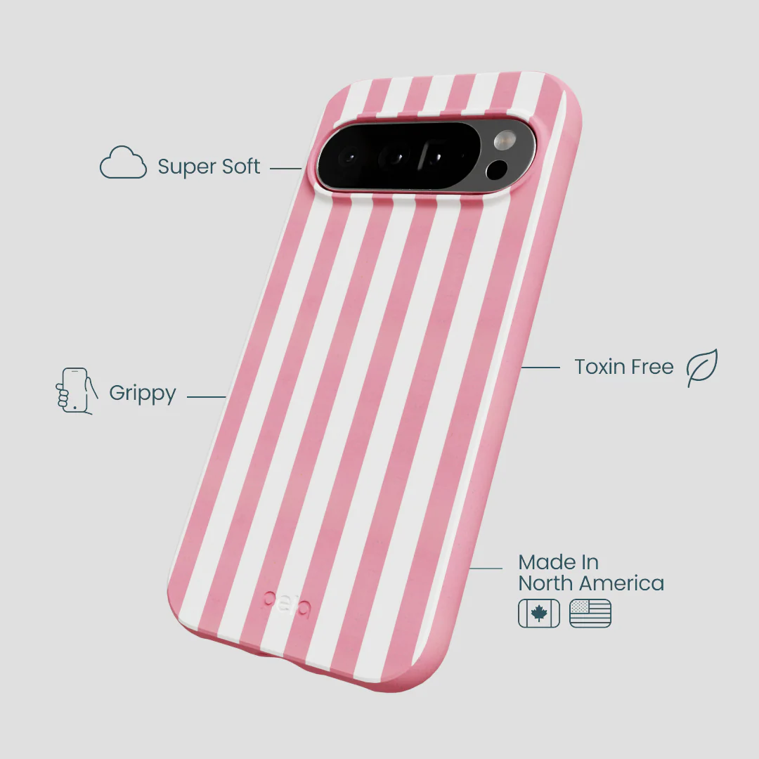 Bubblegum Pink Blush White Stripes Google Pixel 10 Pro XL Case - Image 4