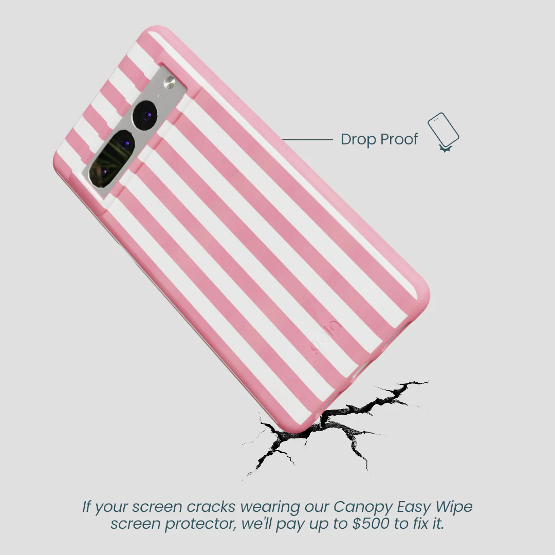 Bubblegum Pink Blush White Stripes Google Pixel 7 Pro Case - Image 5