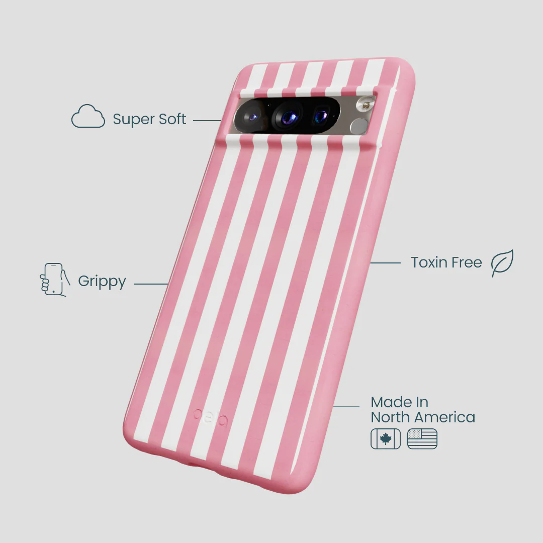 Bubblegum Pink Blush White Stripes Google Pixel 8 Pro Case - Image 4