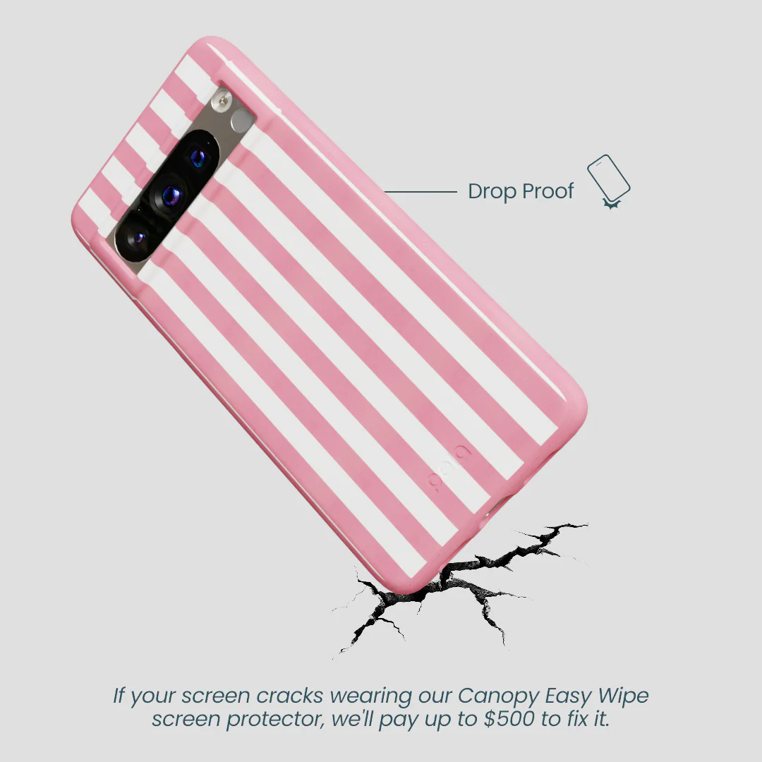 Bubblegum Pink Blush White Stripes Google Pixel 8 Pro Case - Image 5