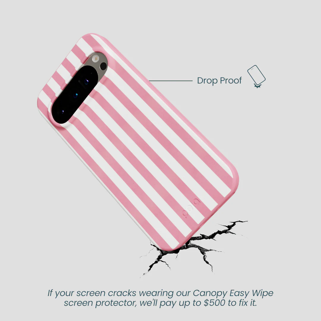 Bubblegum Pink Blush White Stripes Google Pixel 9/9 Pro Case - Image 5