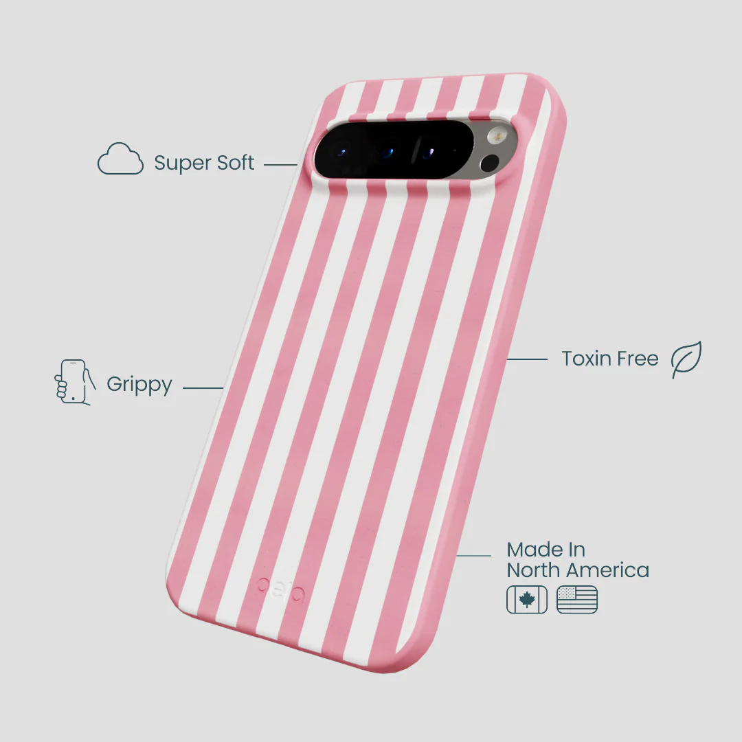 Bubblegum Pink Blush White Stripes Google Pixel 9 Pro XL Case - Image 4