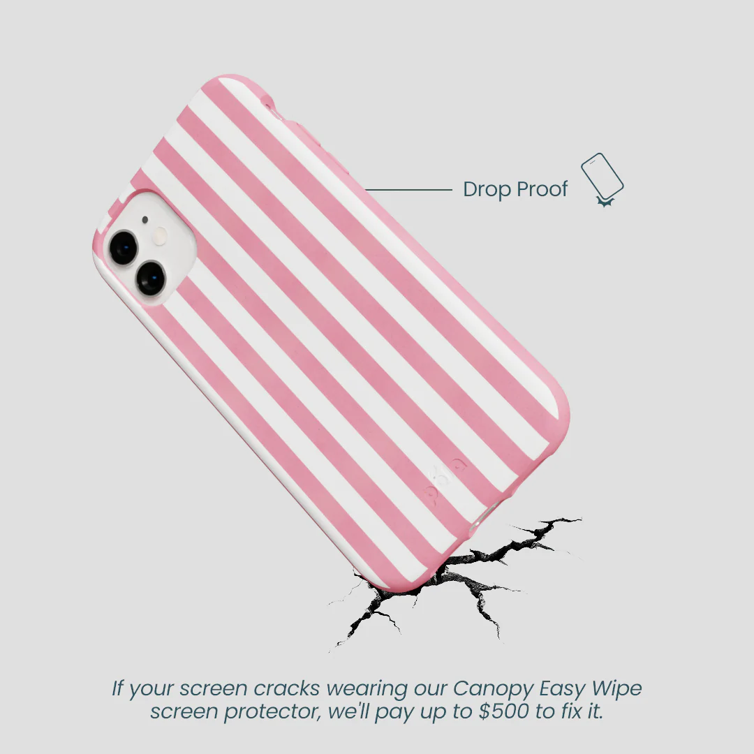 Bubblegum Pink Blush White Stripes iPhone 11 Case - Image 5