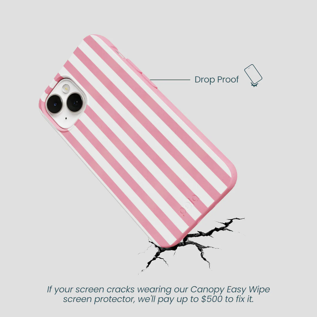 Bubblegum Pink Blush White Stripes iPhone 13 Case - Image 5