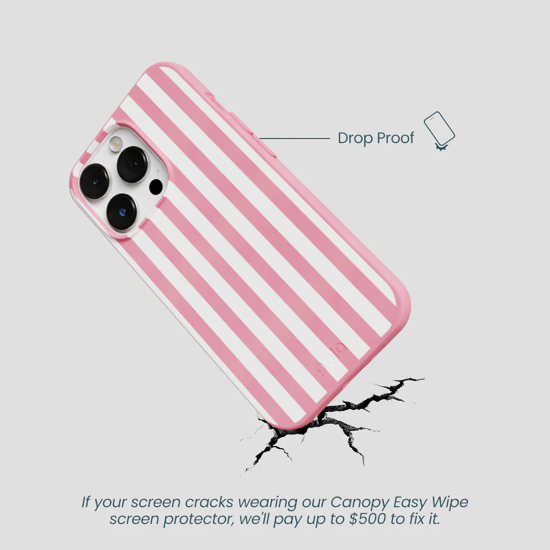 Bubblegum Pink Blush White Stripes iPhone 13 Pro Case - Image 5