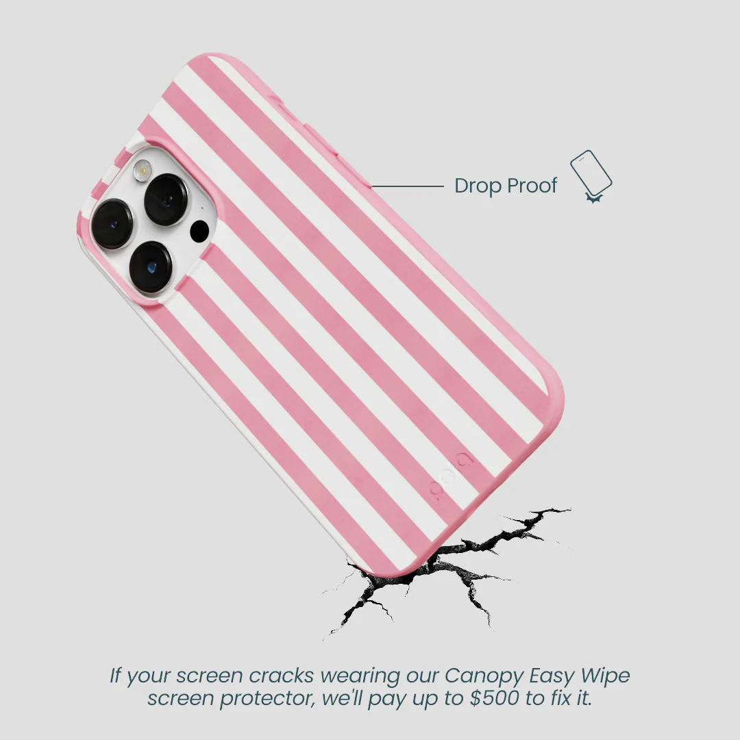Bubblegum Pink Blush White Stripes iPhone 13 Pro Max Case - Image 5