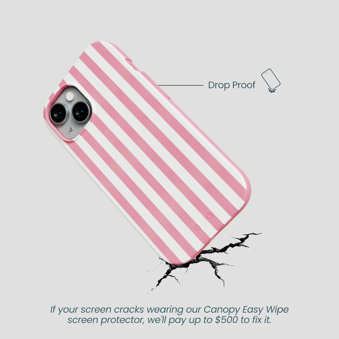 Bubblegum Pink Blush White Stripes iPhone 14 Case - Image 5