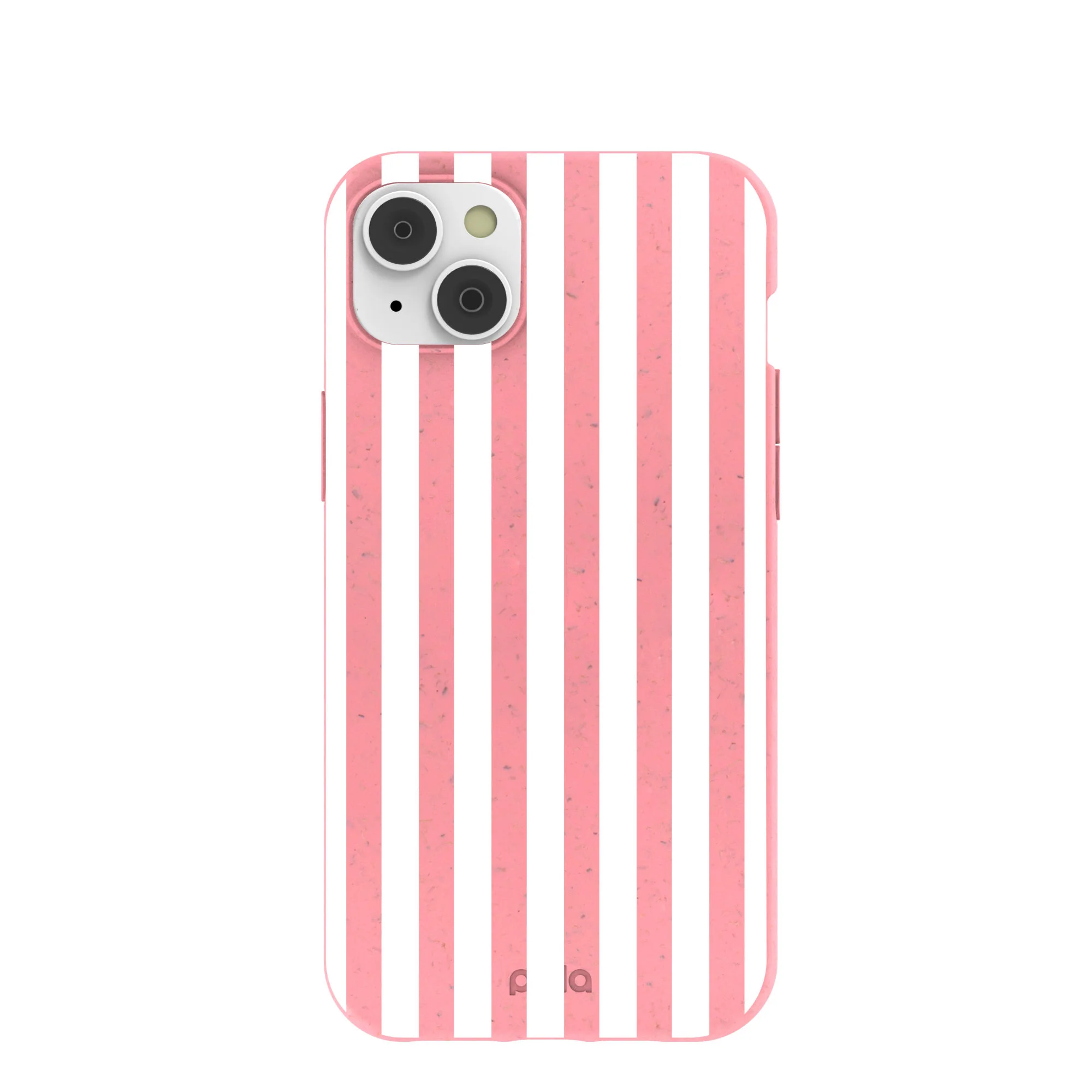 Bubblegum Pink Blush White Stripes iPhone 14 Plus Case