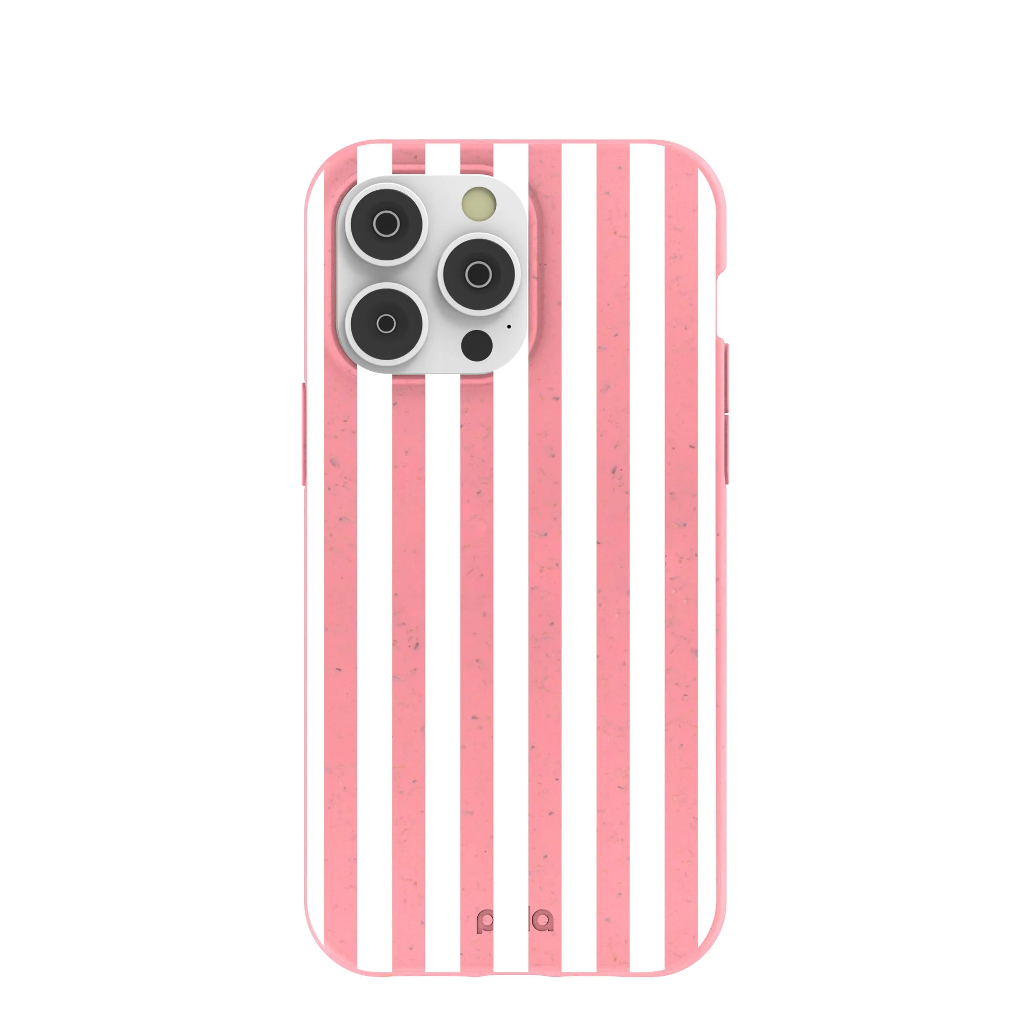 Bubblegum Pink Blush White Stripes iPhone 14 Pro Max Case