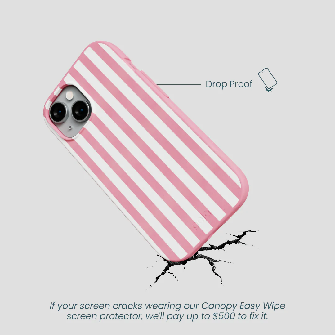 Bubblegum Pink Blush White Stripes iPhone 15 Case - Image 5