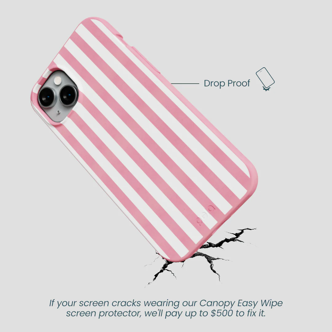 Bubblegum Pink Blush White Stripes iPhone 15 Plus Case - Image 5