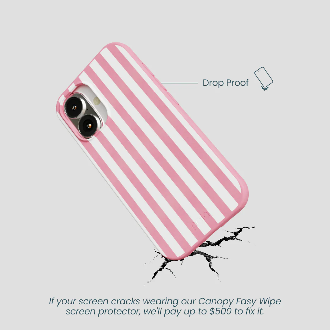 Bubblegum Pink Blush White Stripes iPhone 16 Case - Image 5