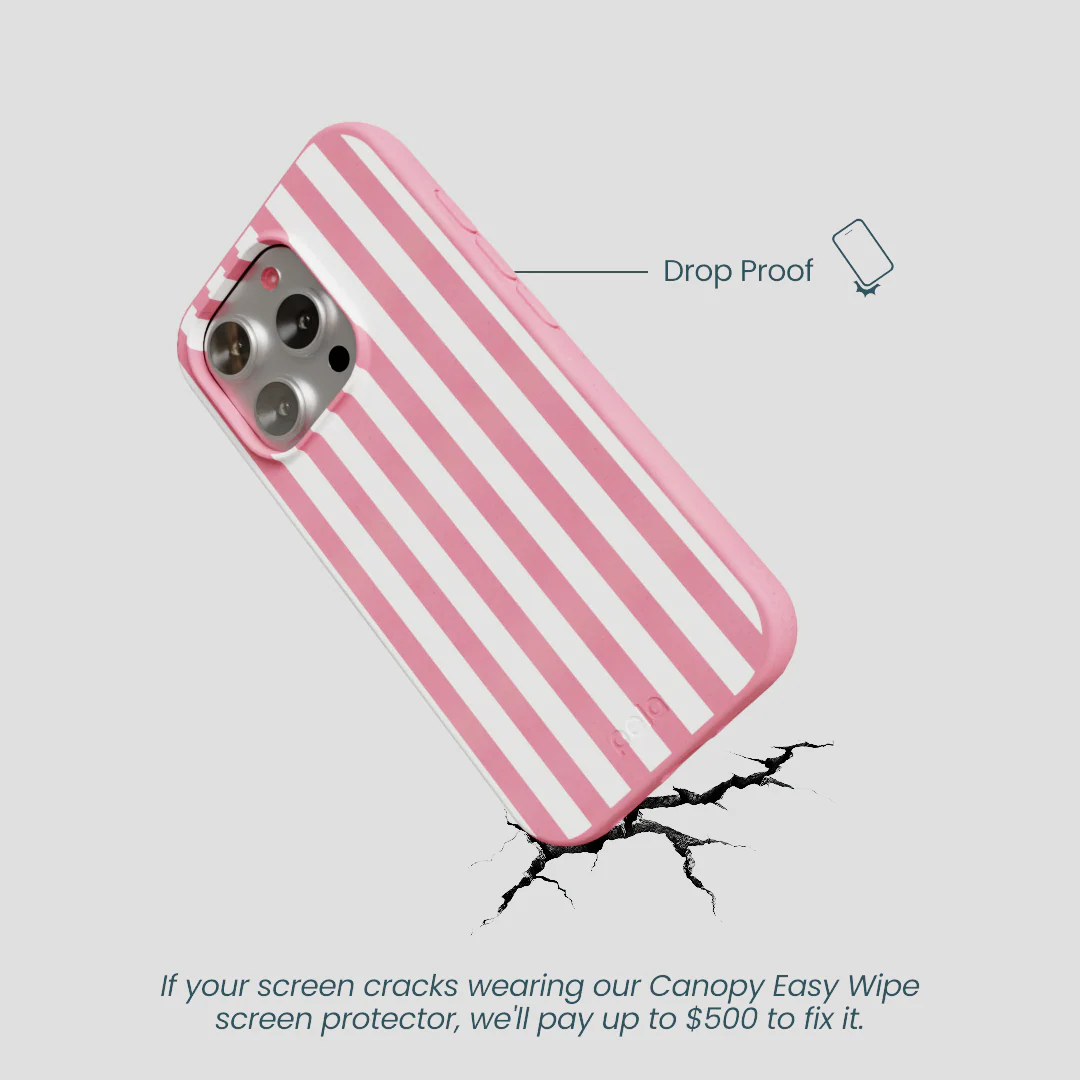 Bubblegum Pink Blush White Stripes iPhone 16 Pro Case - Image 5