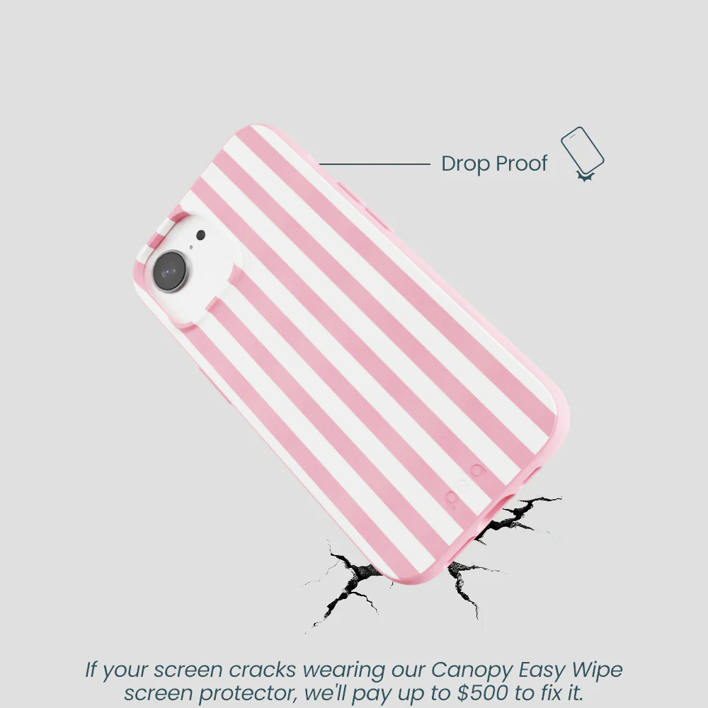 Bubblegum Pink Blush White Stripes iPhone 16e/17e Case - Image 5