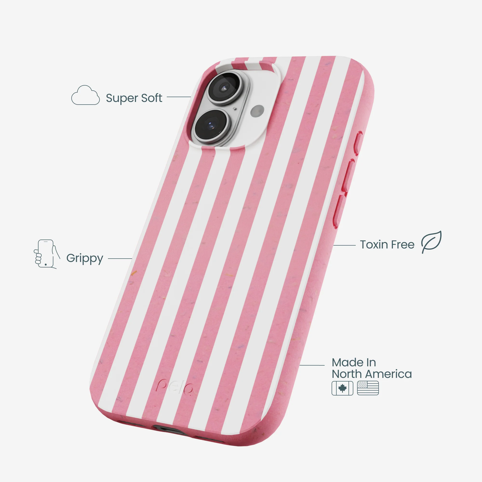 Bubblegum Pink Blush White Stripes iPhone 17 Case - Image 4