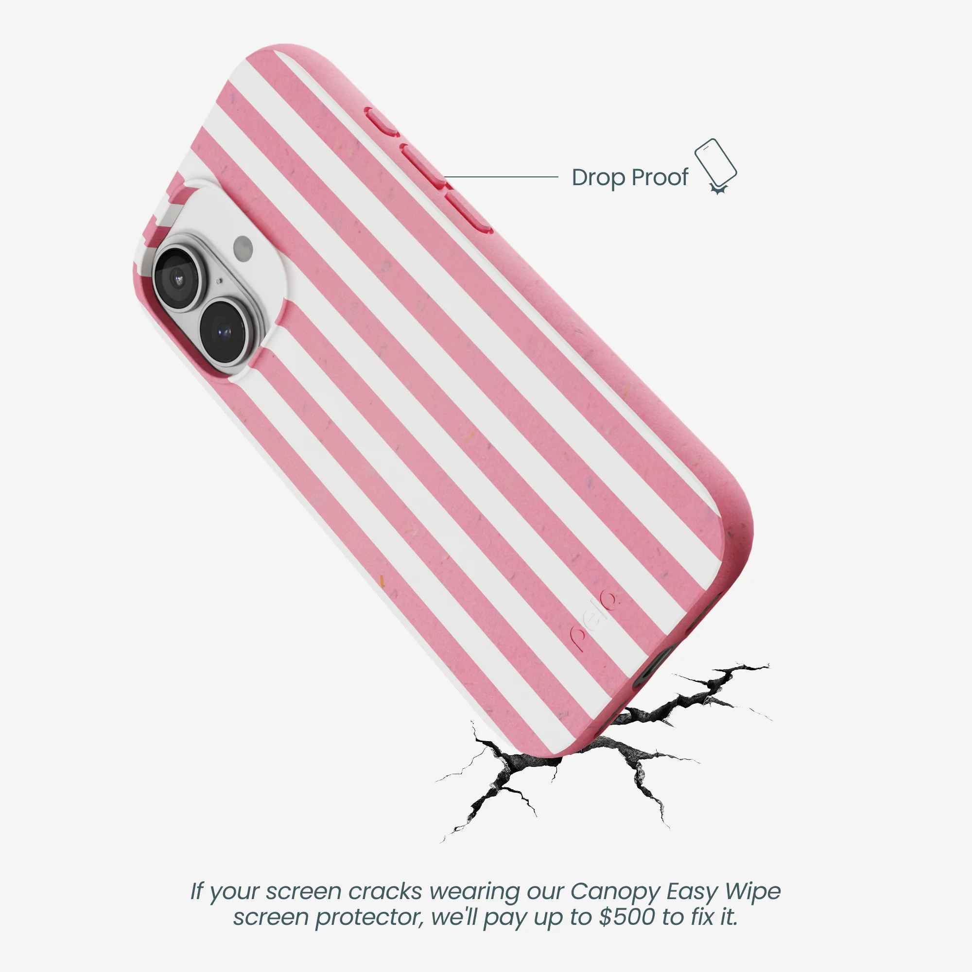 Bubblegum Pink Blush White Stripes iPhone 17 Case - Image 5