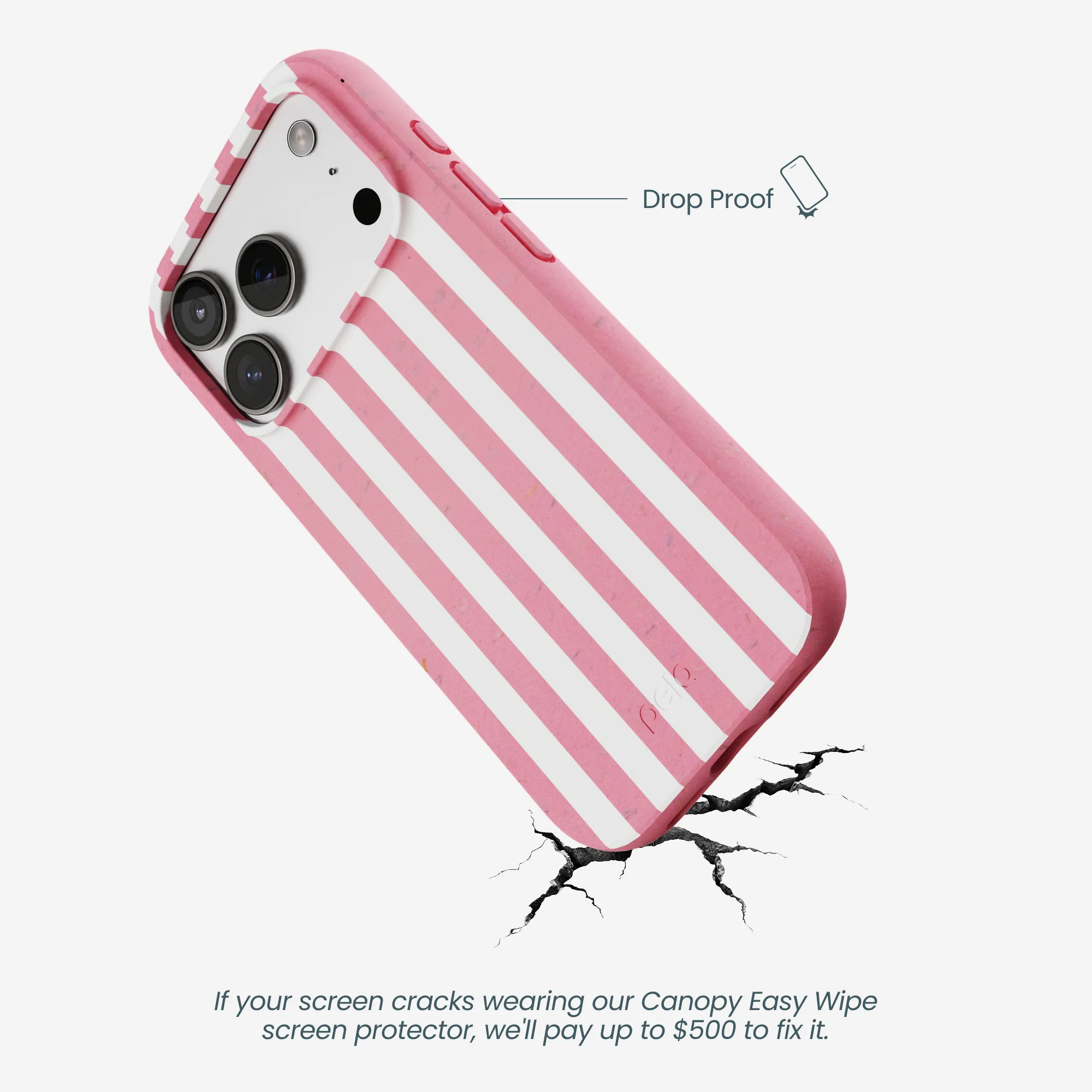 Bubblegum Pink Blush White Stripes iPhone 17 Pro Case - Image 5
