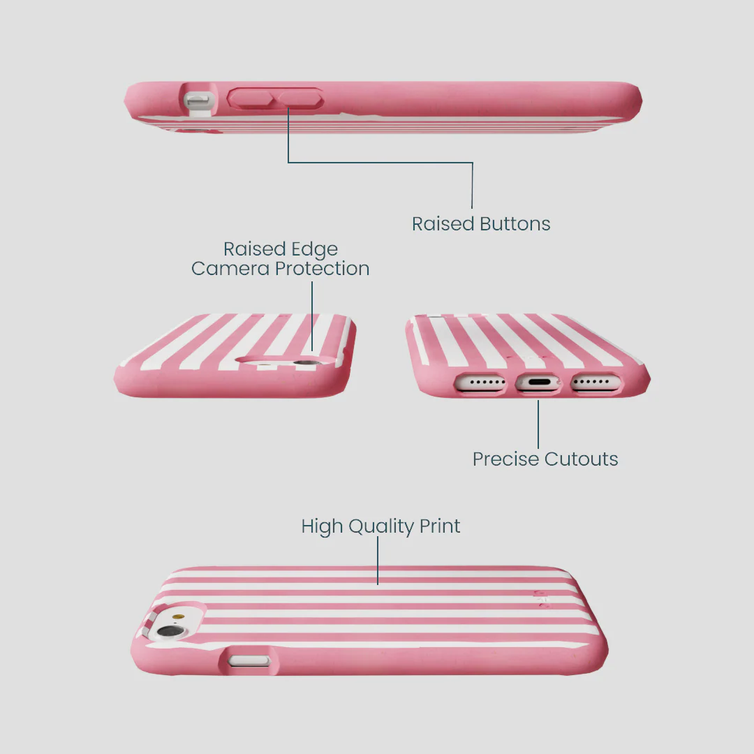 Bubblegum Pink Blush White Stripes iPhone 6/6s/7/8/SE Case - Image 3
