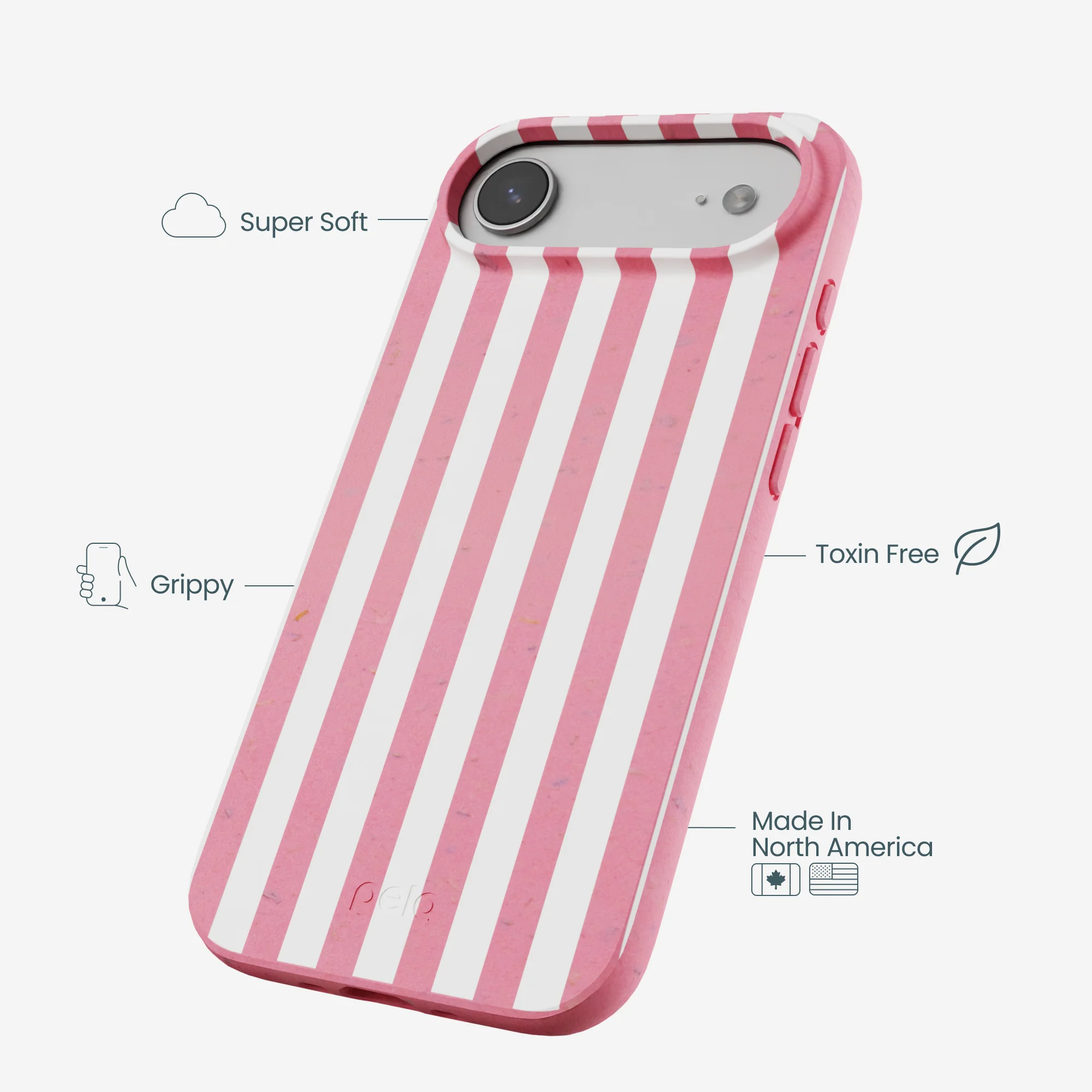 Bubblegum Pink Blush White Stripes iPhone Air Case - Image 4