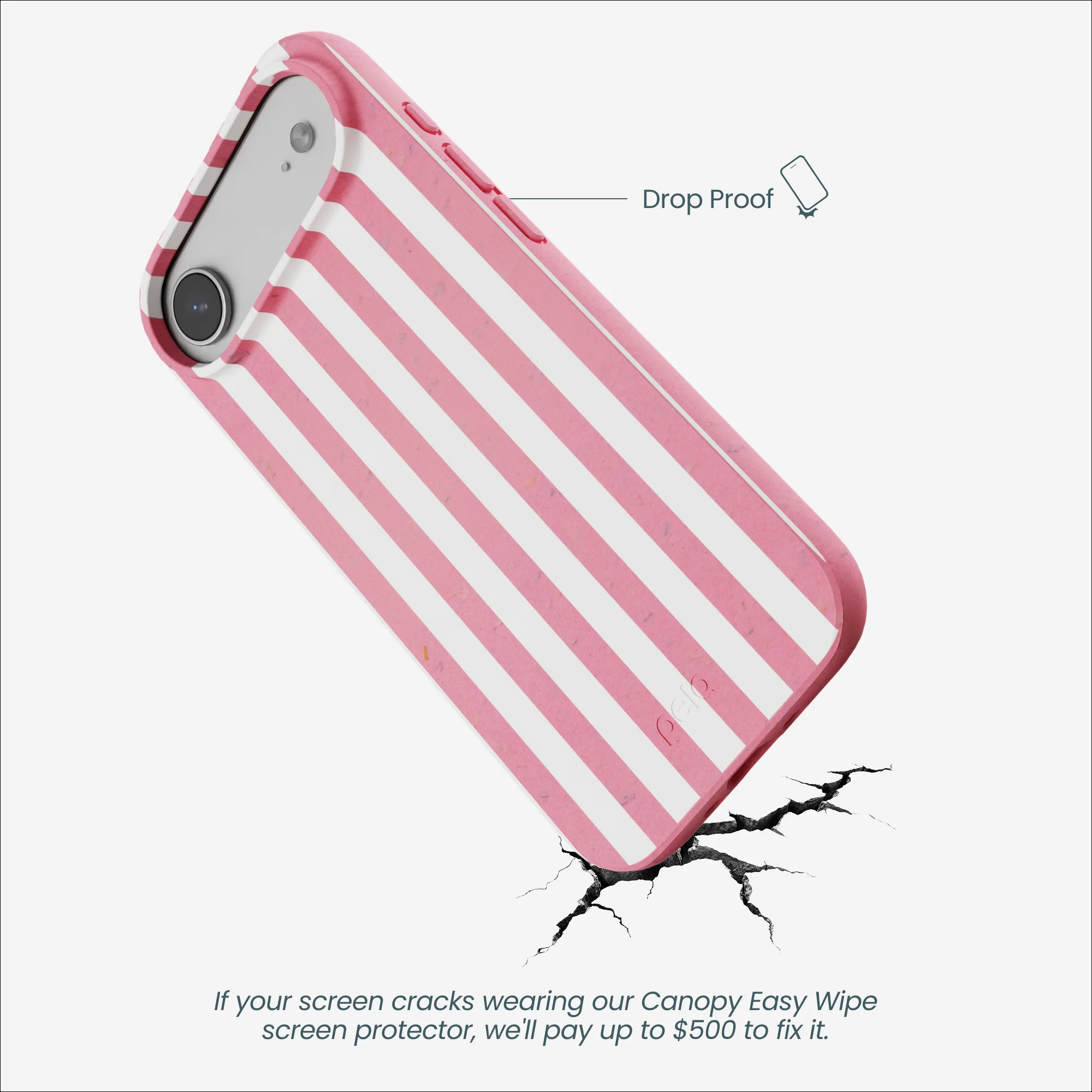 Bubblegum Pink Blush White Stripes iPhone Air Case - Image 5