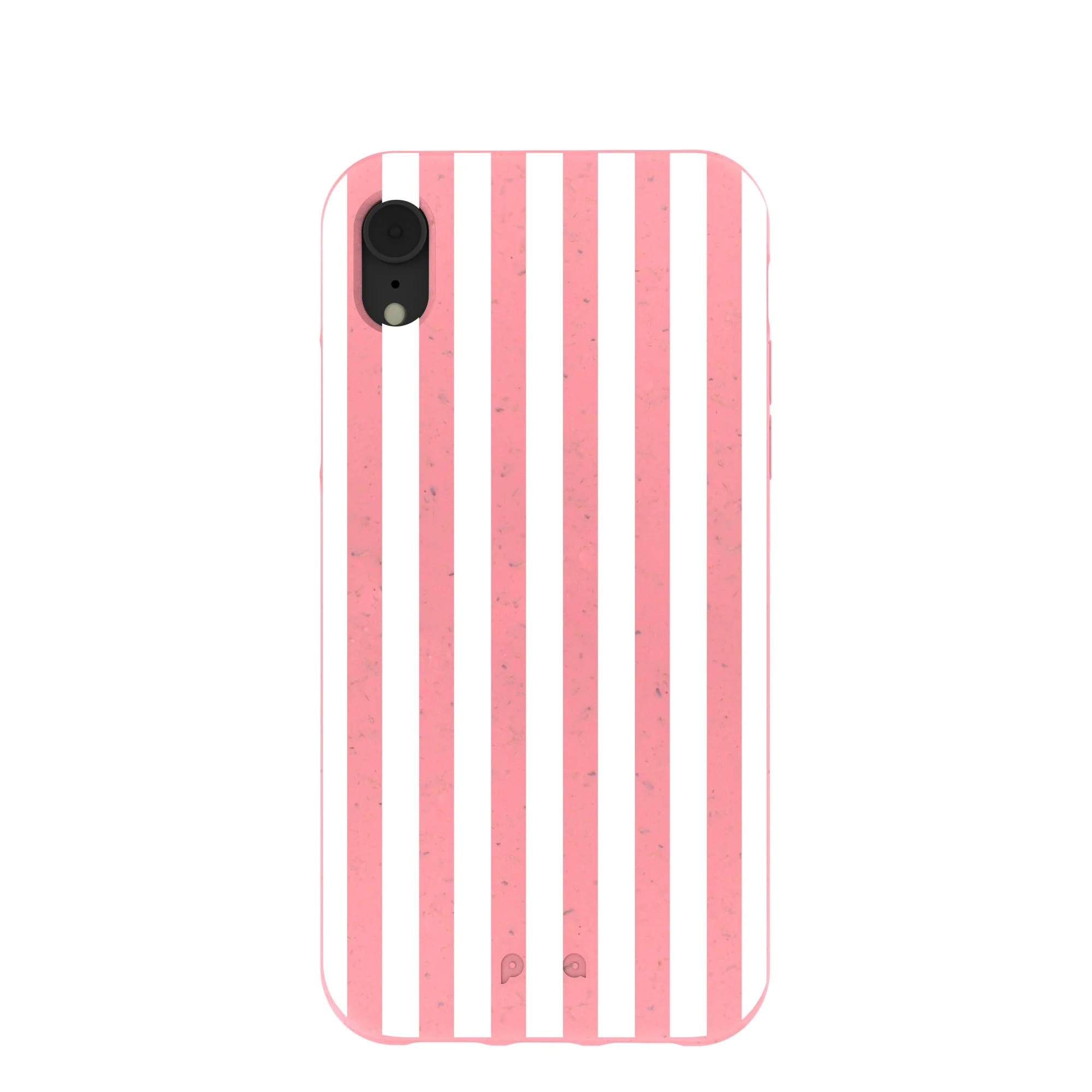 Bubblegum Pink Blush White Stripes iPhone XR Case
