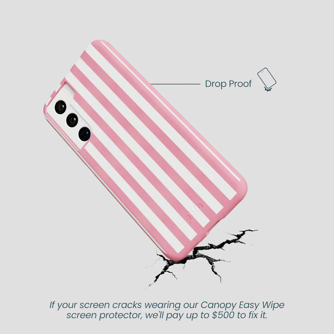 Bubblegum Pink Blush White Stripes Samsung Galaxy S22 Case - Image 5