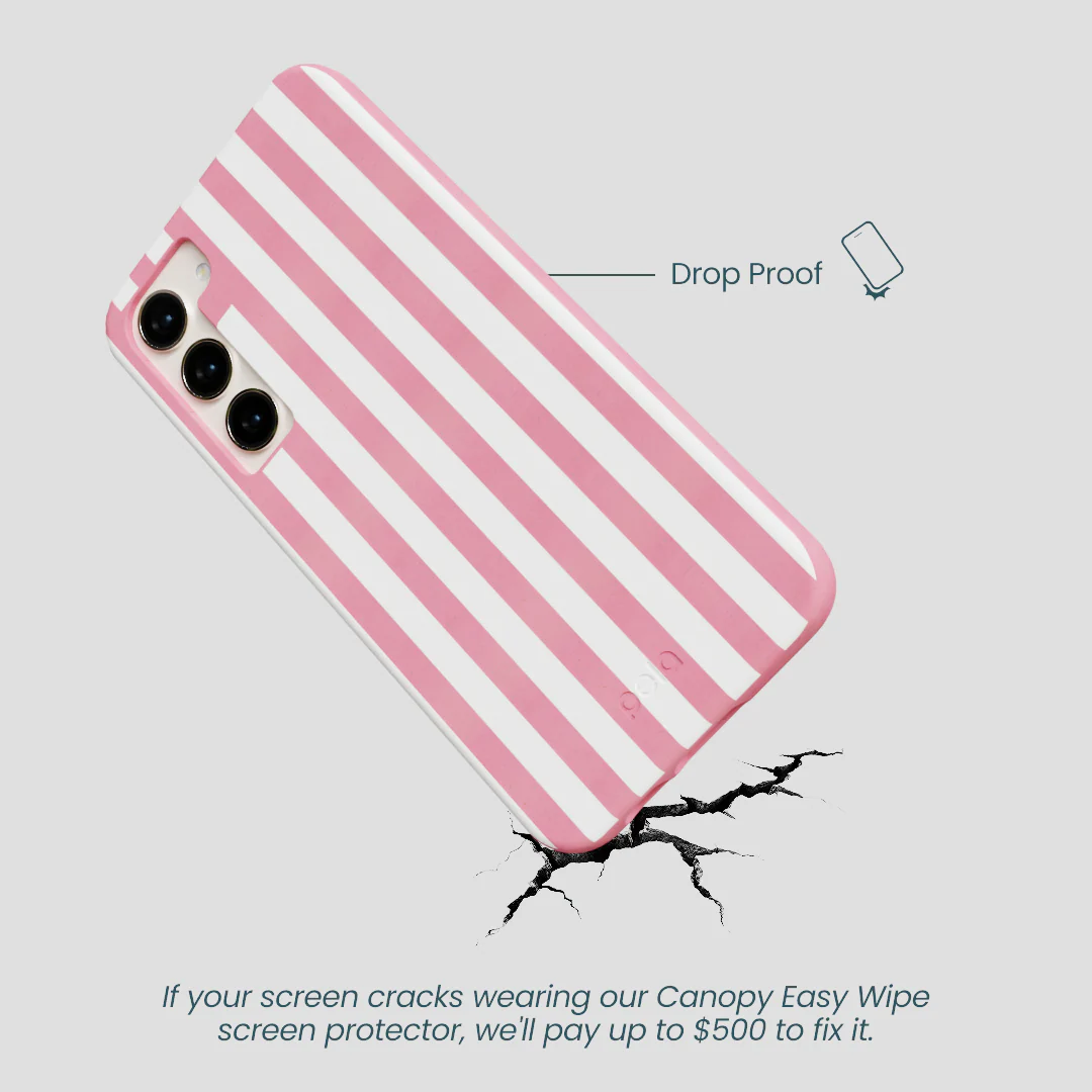 Bubblegum Pink Blush White Stripes Samsung Galaxy S24+(Plus) Case - Image 5