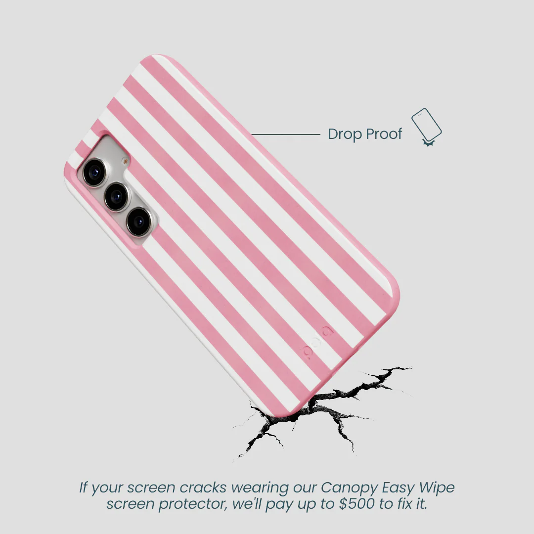 Bubblegum Pink Blush White Stripes Samsung Galaxy S25 Case - Image 5