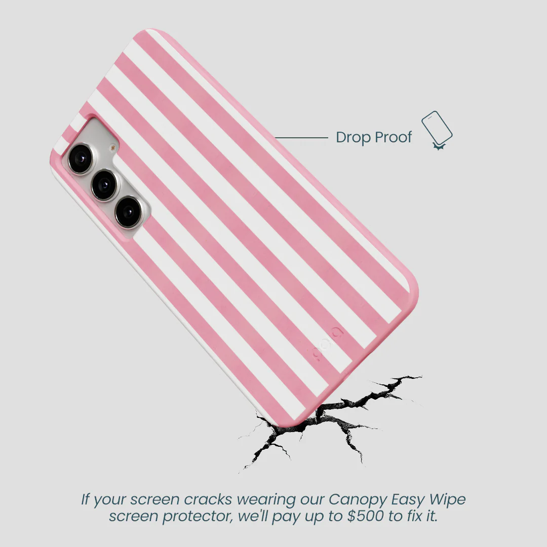 Bubblegum Pink Blush White Stripes Samsung Galaxy S25+(Plus) Case - Image 5