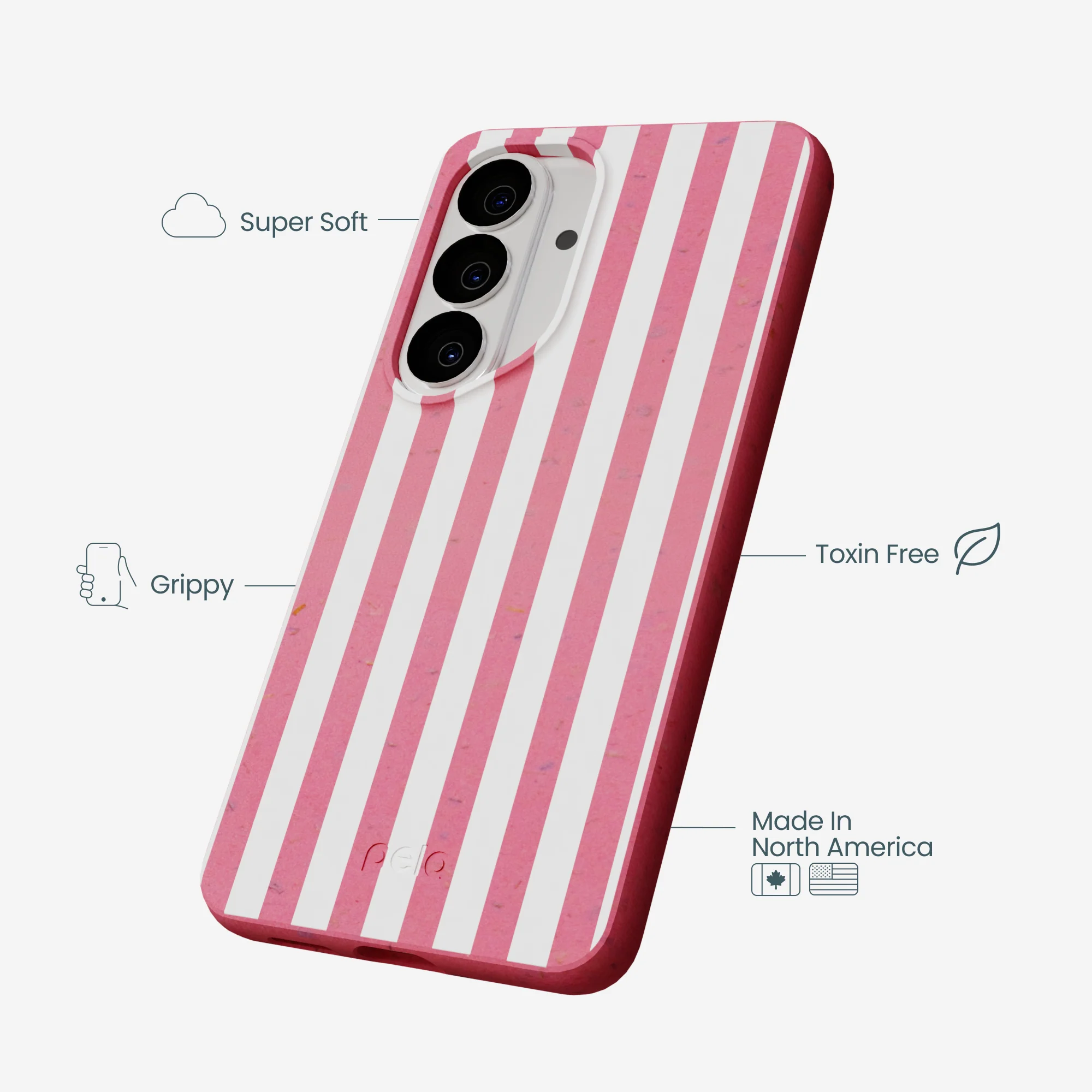 Bubblegum Pink Blush White Stripes Samsung Galaxy S26 Case - Image 4
