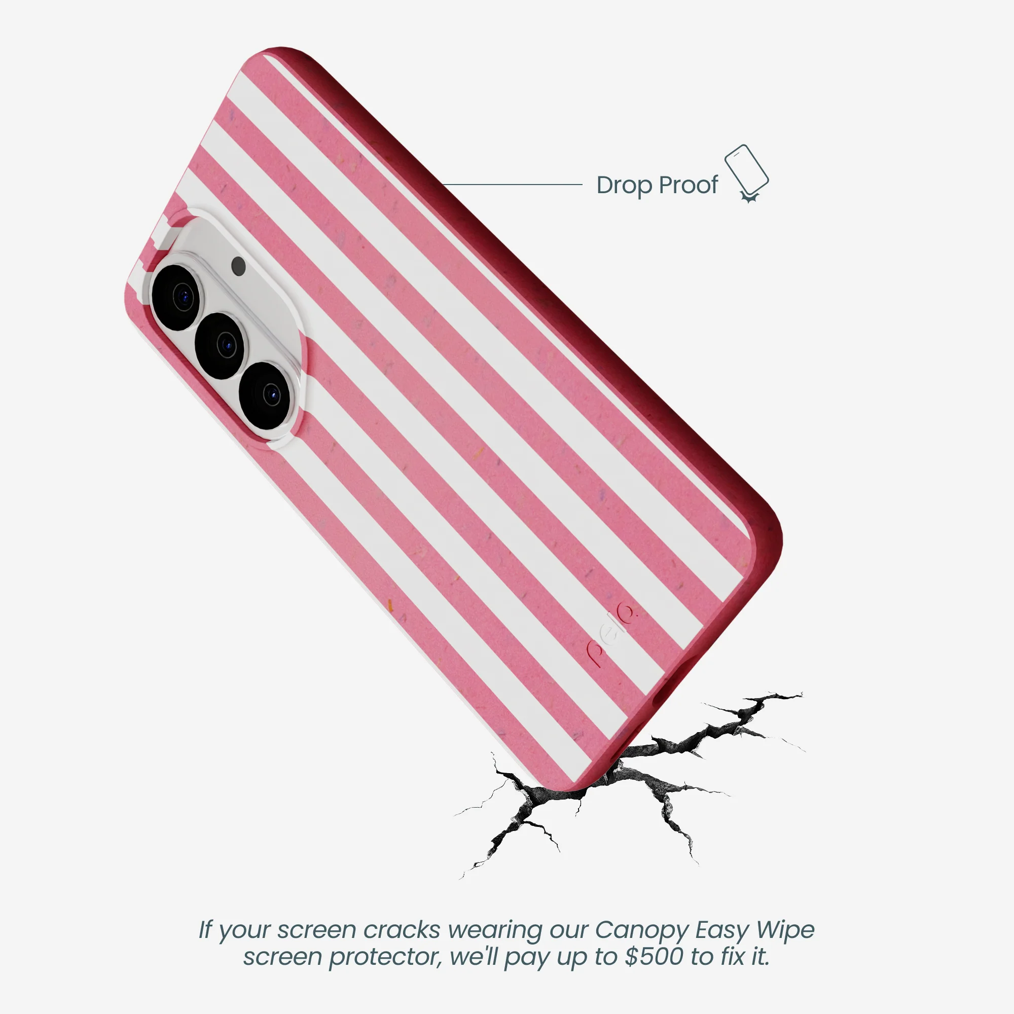 Bubblegum Pink Blush White Stripes Samsung Galaxy S26 Case - Image 5
