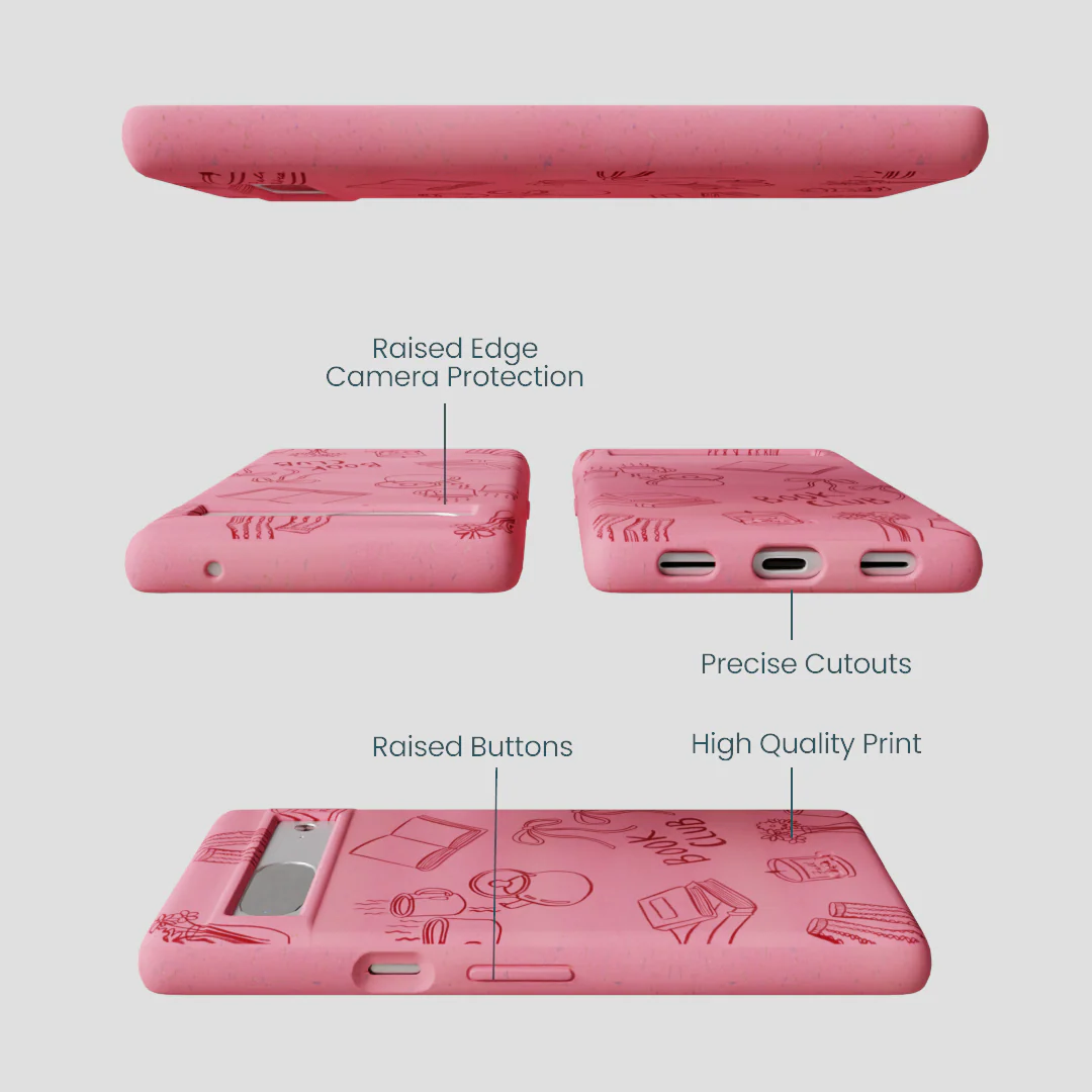 Bubblegum Pink Book Club Google Pixel 7a Case - Image 3