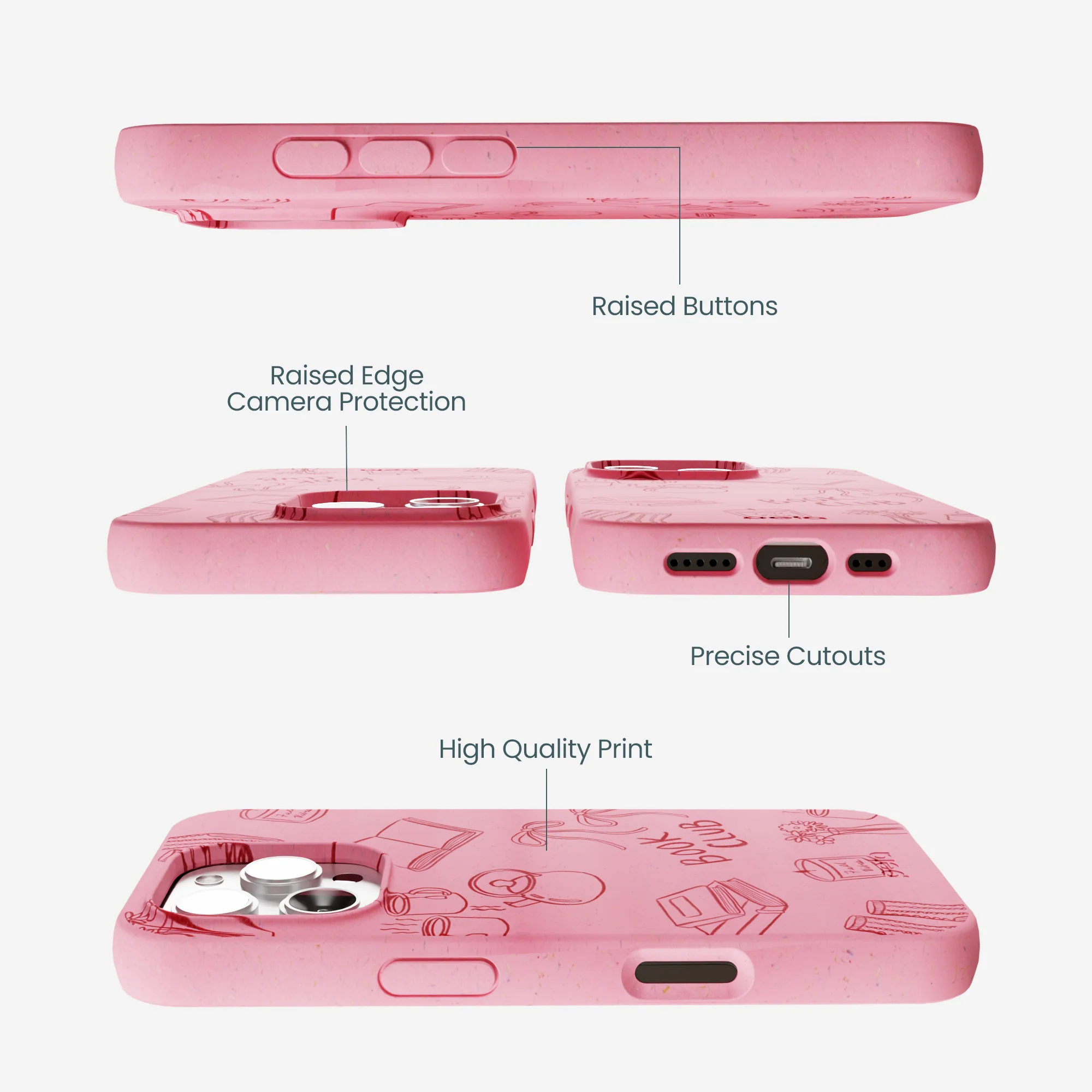 Bubblegum Pink Book Club iPhone 16 Pro Max Case - Image 3