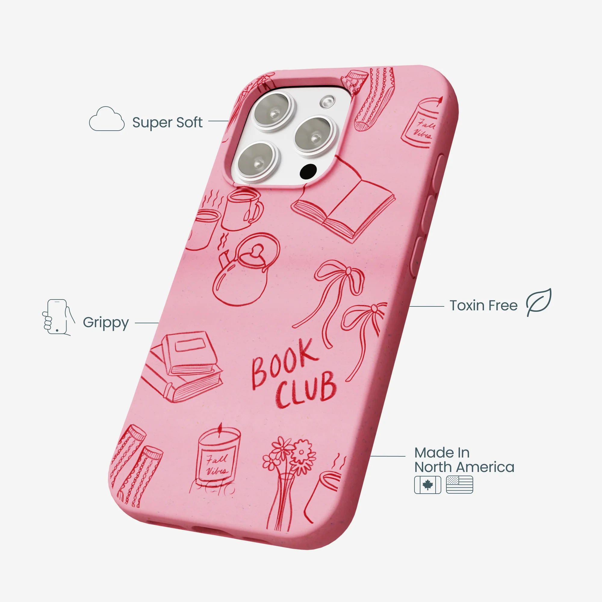 Bubblegum Pink Book Club iPhone 16 Pro Max Case - Image 4