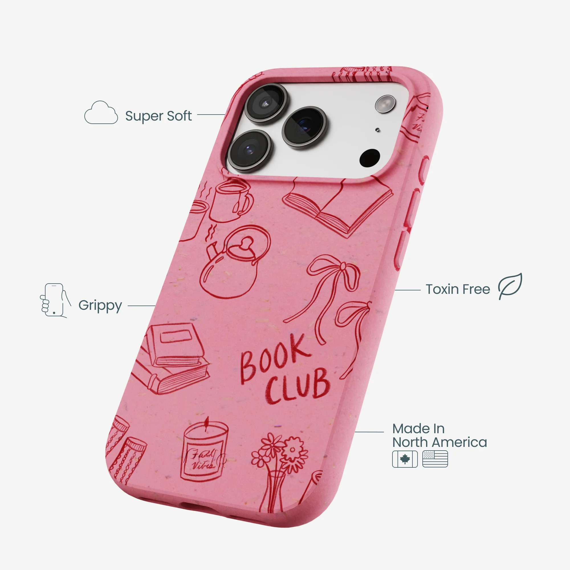 Bubblegum Pink Book Club iPhone 17 Pro Case - Image 4